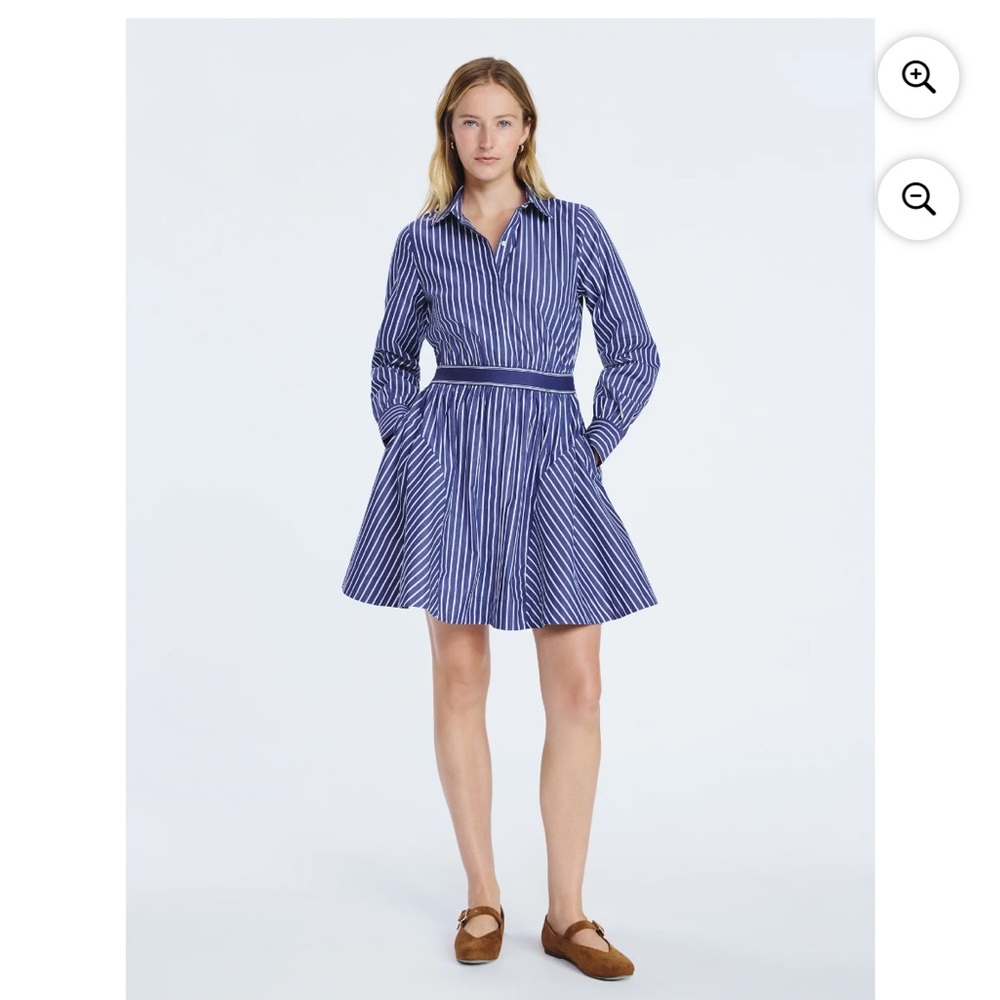 Free Assembly Navy Striped Long Sleeve Dress